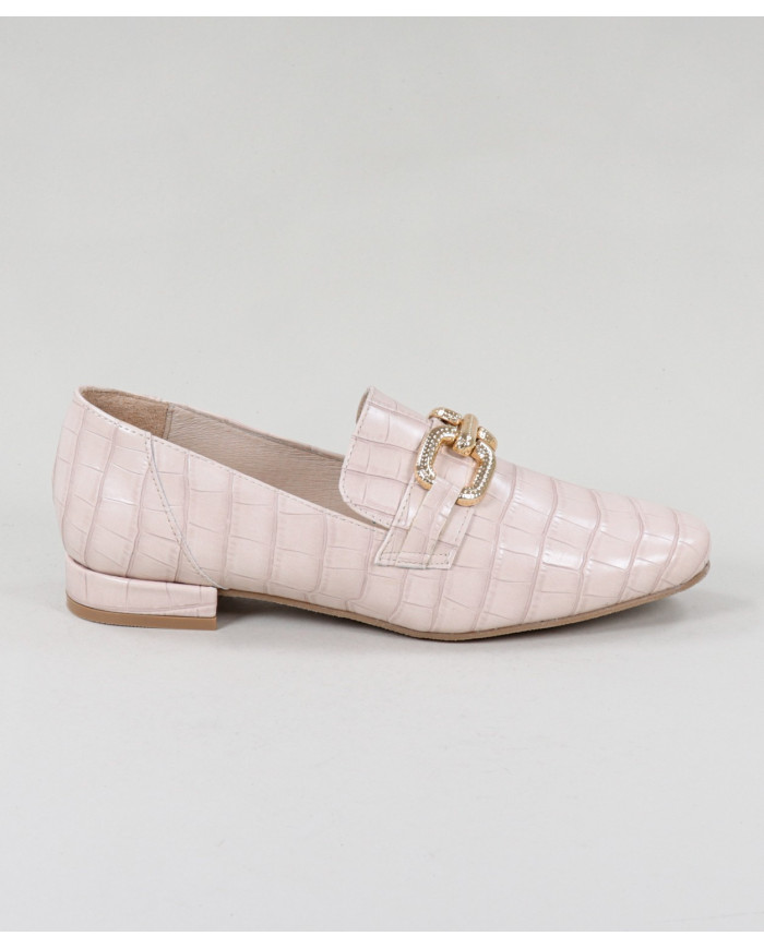 Sapatos Rasos Nude Ginova Com Aplique Metálico