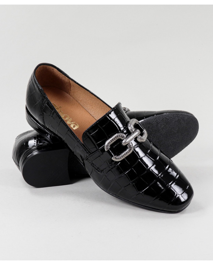 Black Rase Shoes Ginova With Metalic Apply