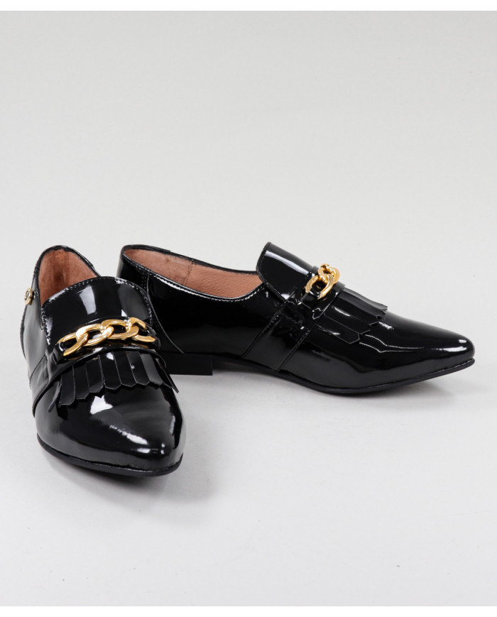 Black Shoes Rasos Ginova with Oranges and Metallic Apply