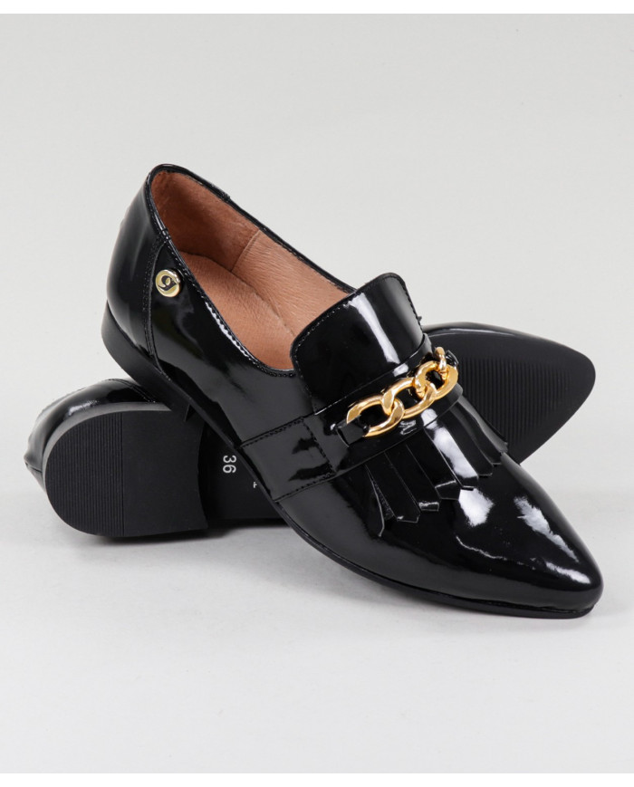 Black Shoes Rasos Ginova with Oranges and Metallic Apply
