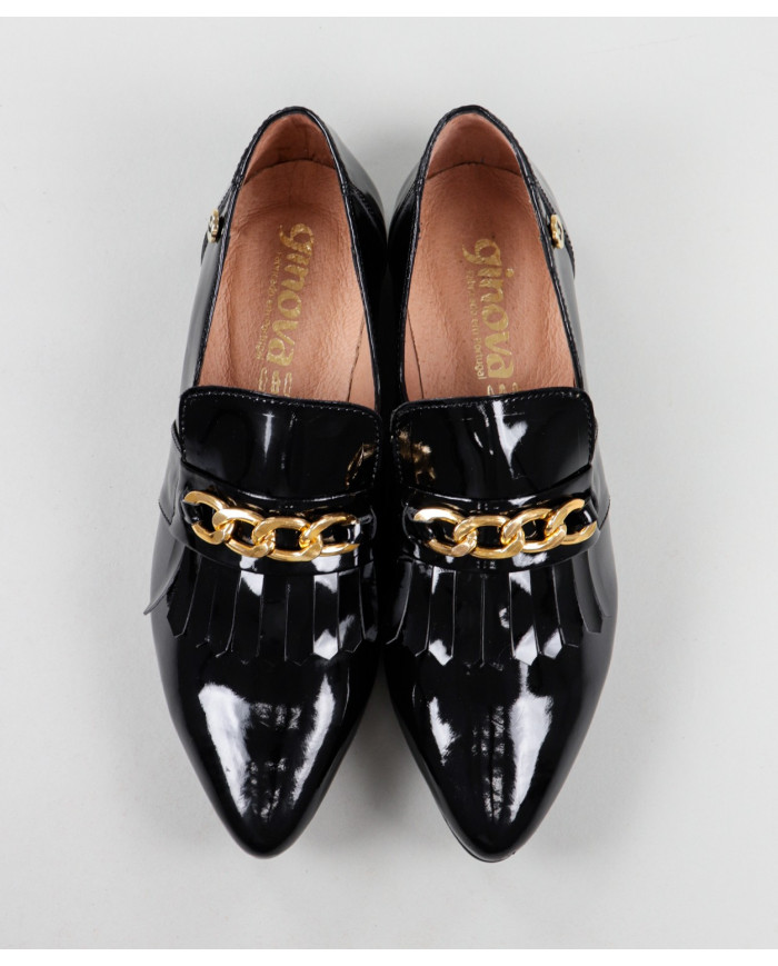 Black Shoes Rasos Ginova with Oranges and Metallic Apply