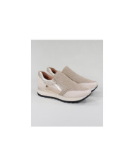 Taupe Ginova shoes Perforated with Elastic in the Laterals