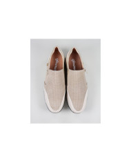 Taupe Ginova shoes Perforated with Elastic in the Laterals