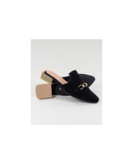 Black Mules Lady Ginova with Golden Applique