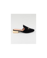 Black Mules Lady Ginova with Golden Applique