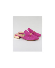 Mules Fuxia Ginova de Senhora with Golden Aplique