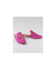Mules Fuxia Ginova de Senhora com Aplique Dourado