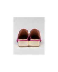 Mules Fuxia Ginova de Senhora with Golden Aplique