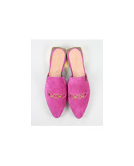 Mules Fuxia Ginova de Senhora with Golden Aplique