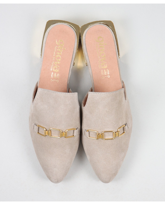 Mules Ginova de Senhora con Aplique Dourado