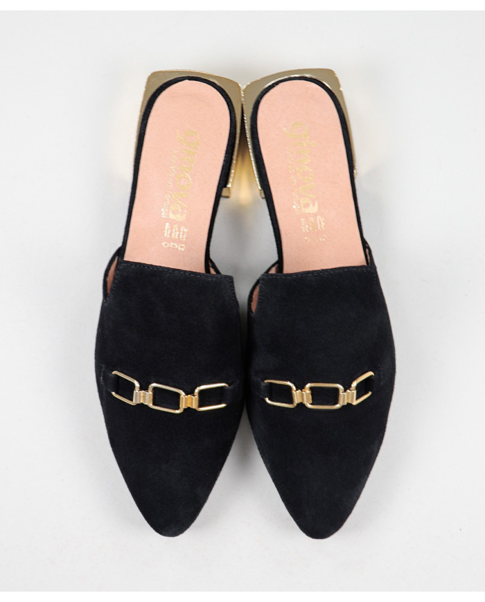 Mules Ginova de Senhora con Aplique Dourado