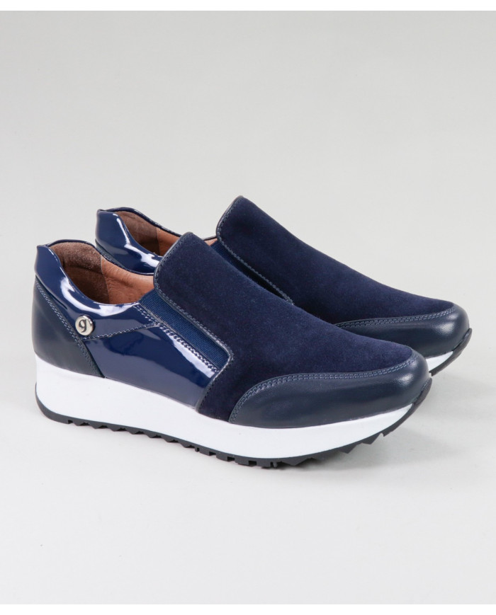 Blue shoes Ginova with Elastic in the Laterals