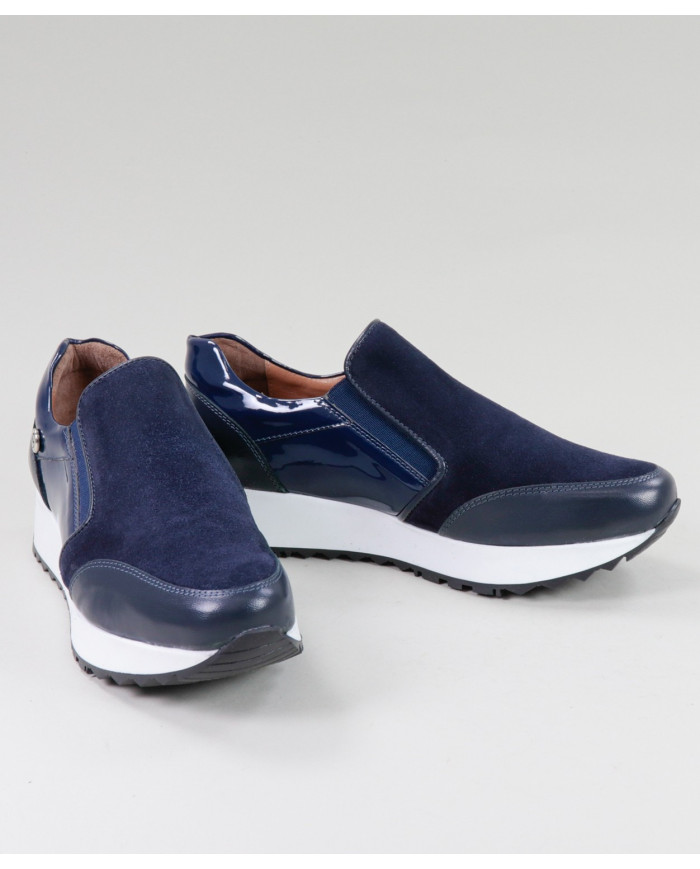 Blue shoes Ginova with Elastic in the Laterals