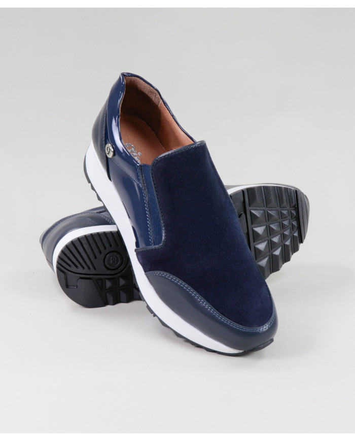 Blue shoes Ginova with Elastic in the Laterals