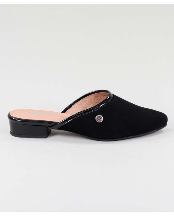 Black Mules Ginova de Senhora with Rebordo
