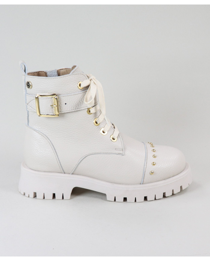 Women's Military Beige Boots Ginova with Tachas