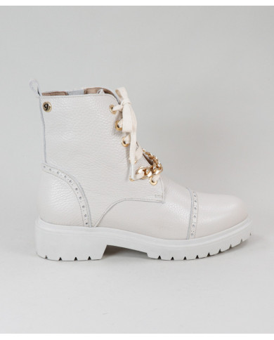 Women's Military Beige Boots with Chains