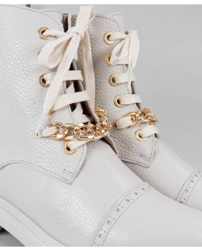 Women's Military Beige Boots with Chains