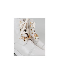 Botas Bege Militares Ginova Femininas com Correntes