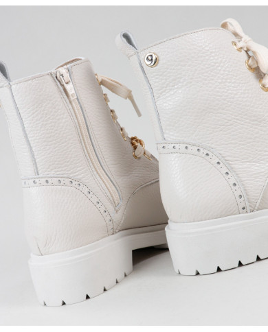 Women's Military Beige Boots with Chains