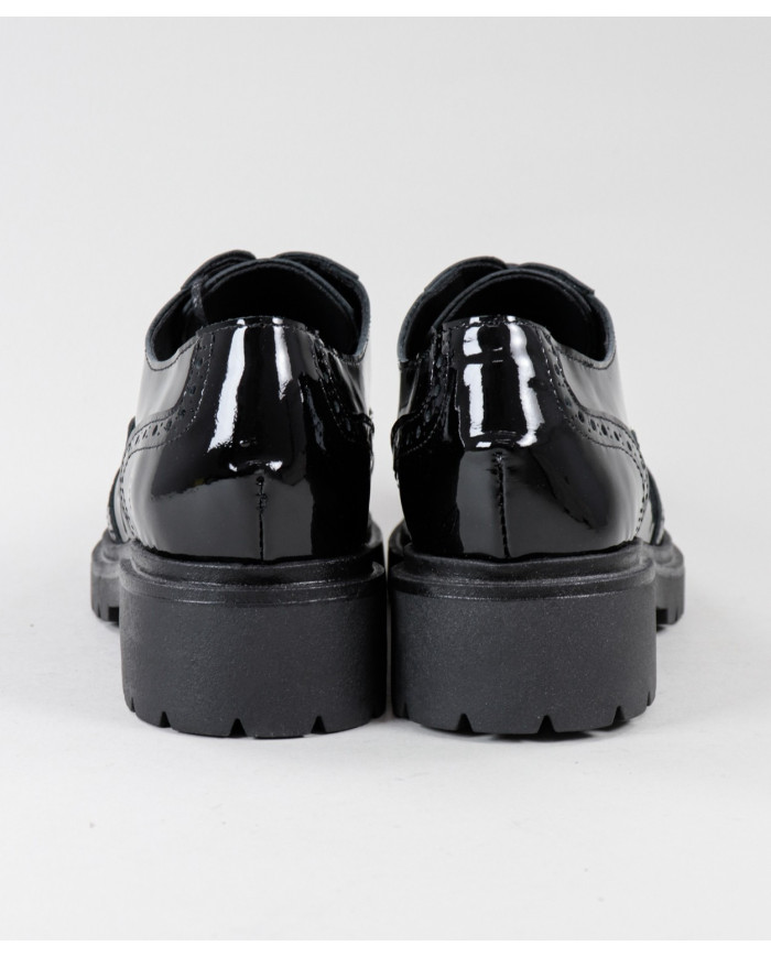 Sapatos Pretos Rasos de Senhora Ginova de Atacadores