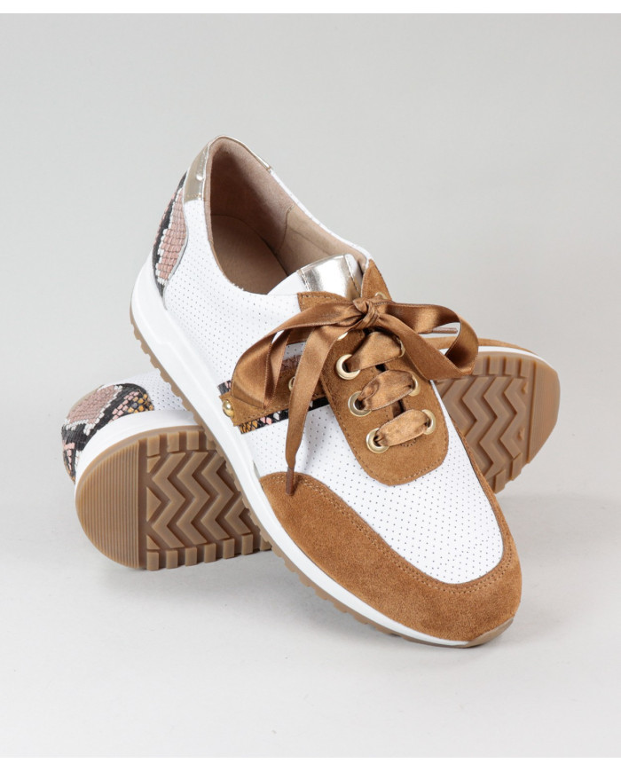 Sapatilhas Camel de Mulher Ginova com Pérolas