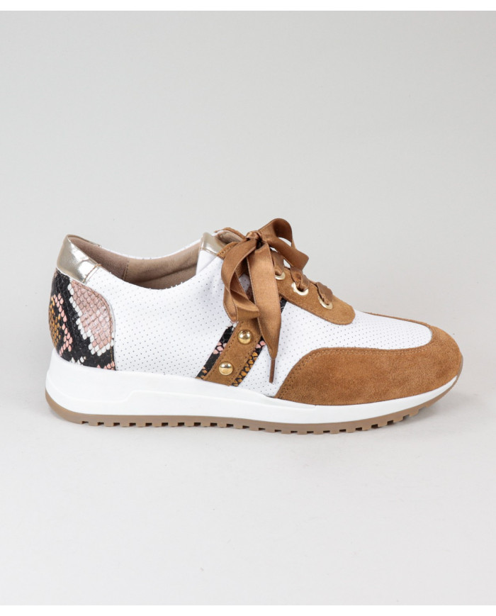 Sapatilhas Camel de Mulher Ginova com Pérolas