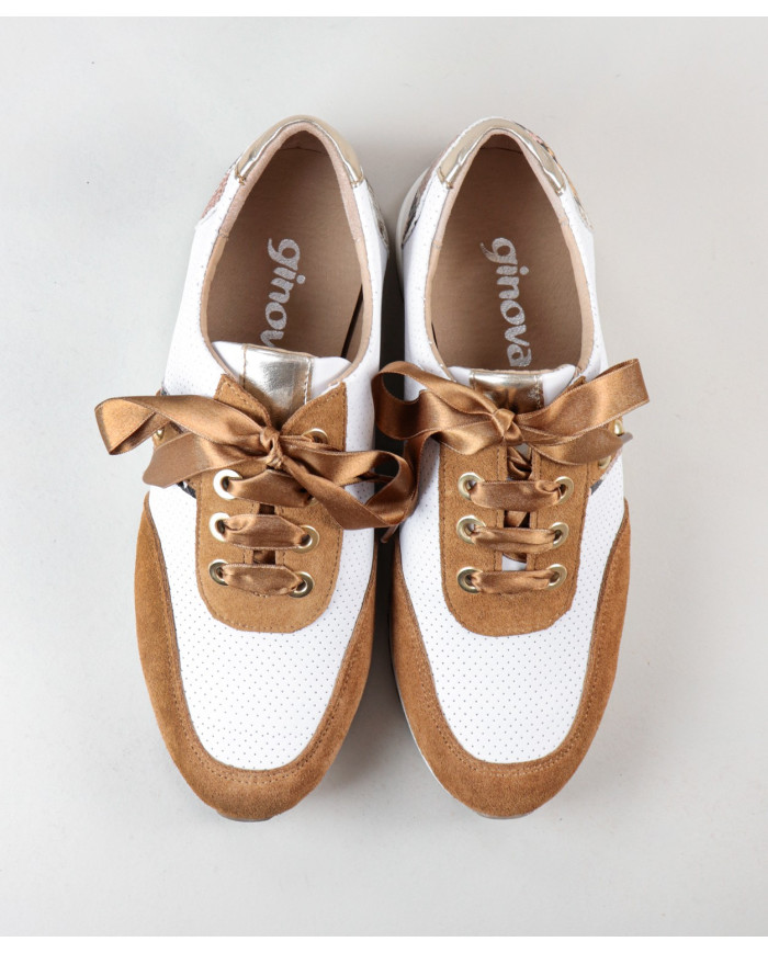 Sapatilhas Camel de Mulher Ginova com Pérolas