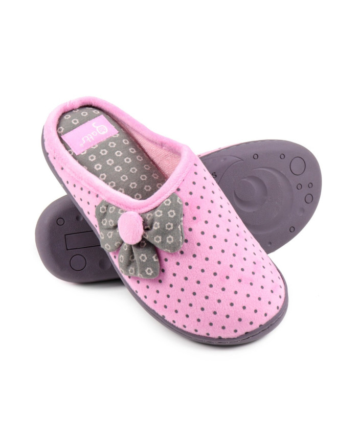 Pink Ladies Room Slippers with Fabric Flower