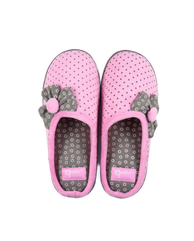 Pink Ladies Room Slippers with Fabric Flower