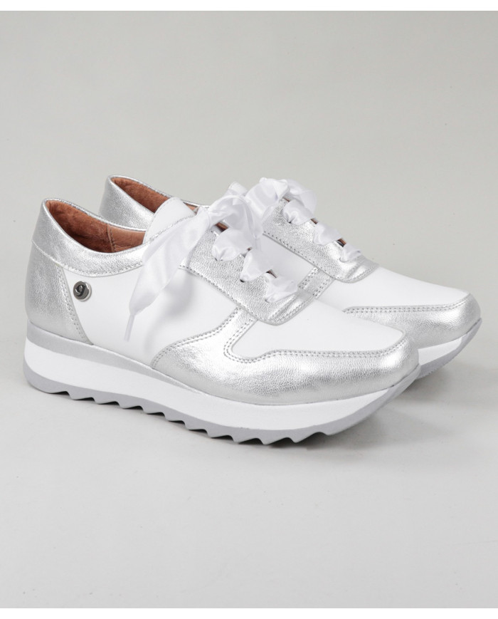 Women's Silver Ginova Trainers with Satin Laces