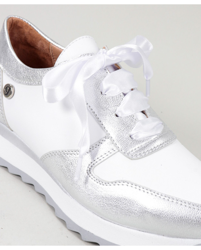Women's Silver Ginova Trainers with Satin Laces
