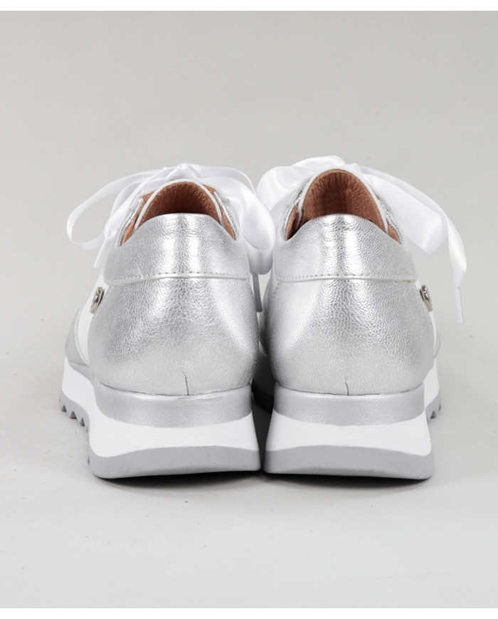 Women's Silver Ginova Trainers with Satin Laces