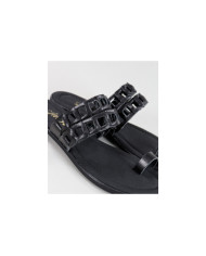 Black Ms. Ginova Slippers with Strips