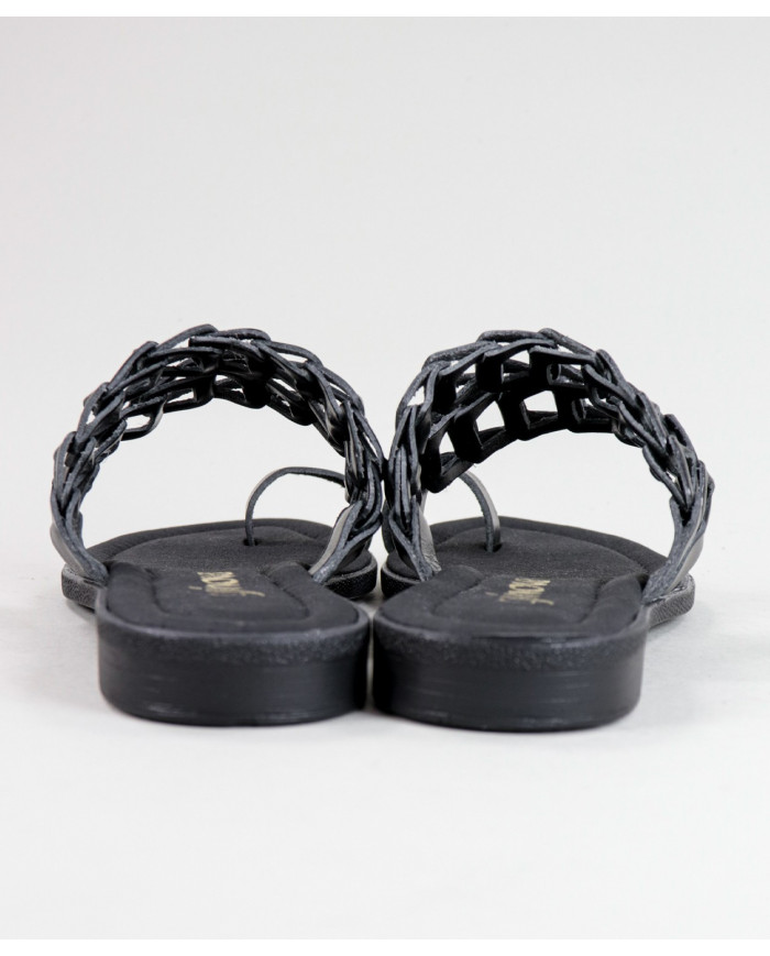 Black Ms. Ginova Slippers with Strips