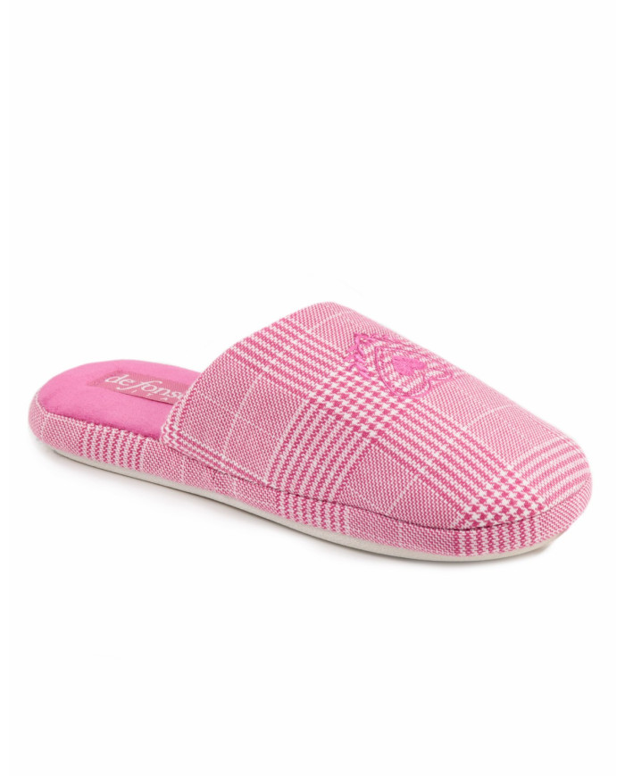 Chinelos de Quarto de Senhora Xadrez Rosa DeFonseca Coração