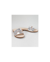 Chinelos Prata de Senhora Ginova com Tira Decorada