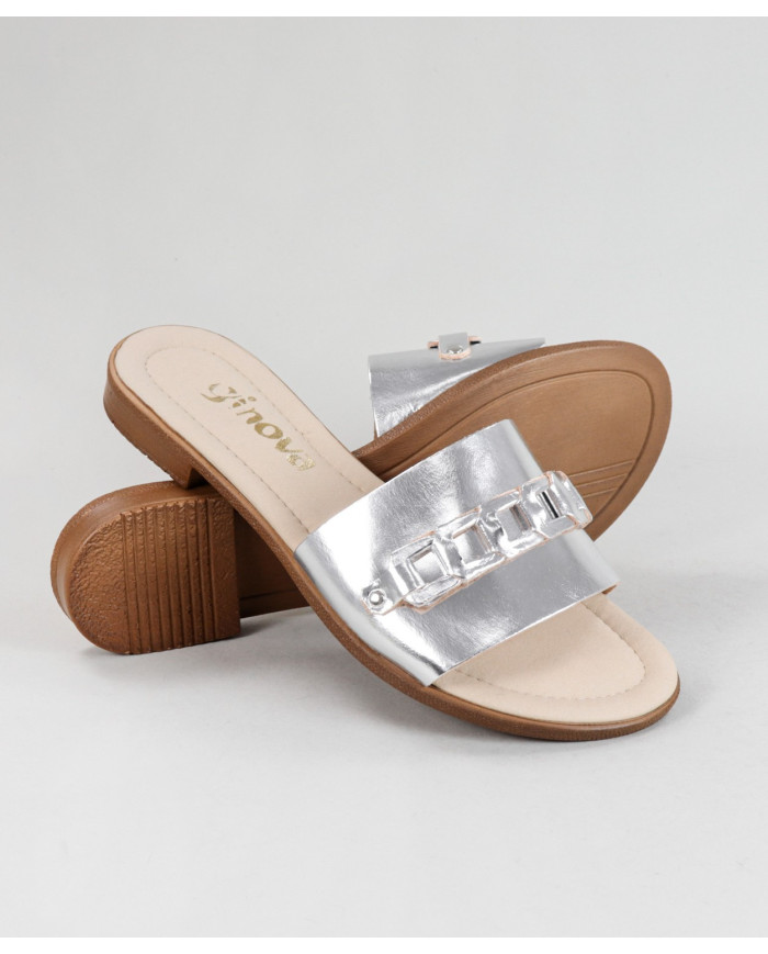 Silver Slippers of Lady Ginova with Strip Decorated