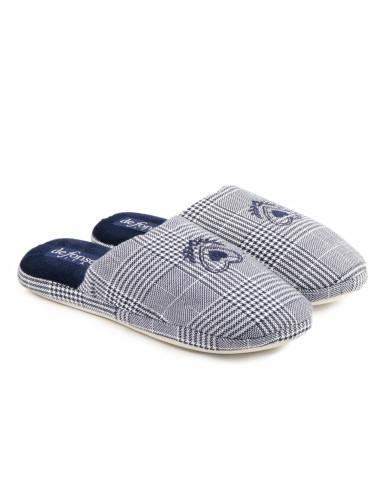 Blue Chess Room Slippers DeFonseca Heart