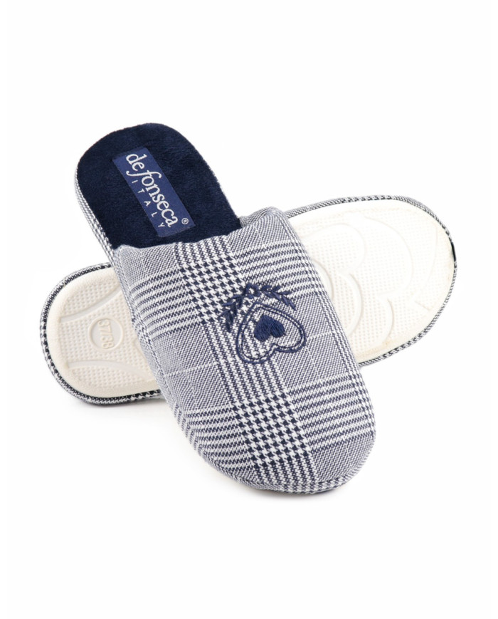 Blue Chess Room Slippers DeFonseca Heart