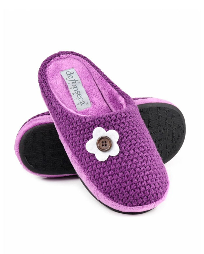 Chinelos de Quarto de Senhora Fuxia DeFonseca com Flor
