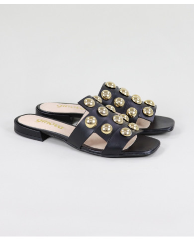 Black Ms. Ginova Slippers with Tachas