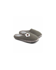 Ladies Room Slippers Grey DeFonseca with Flower