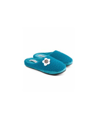 Turquoise DeFonseca Bedroom Slippers with Flower