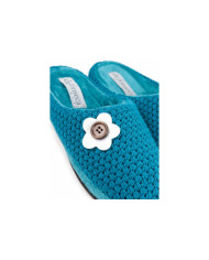 Turquoise DeFonseca Bedroom Slippers with Flower