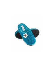 Turquoise DeFonseca Bedroom Slippers with Flower