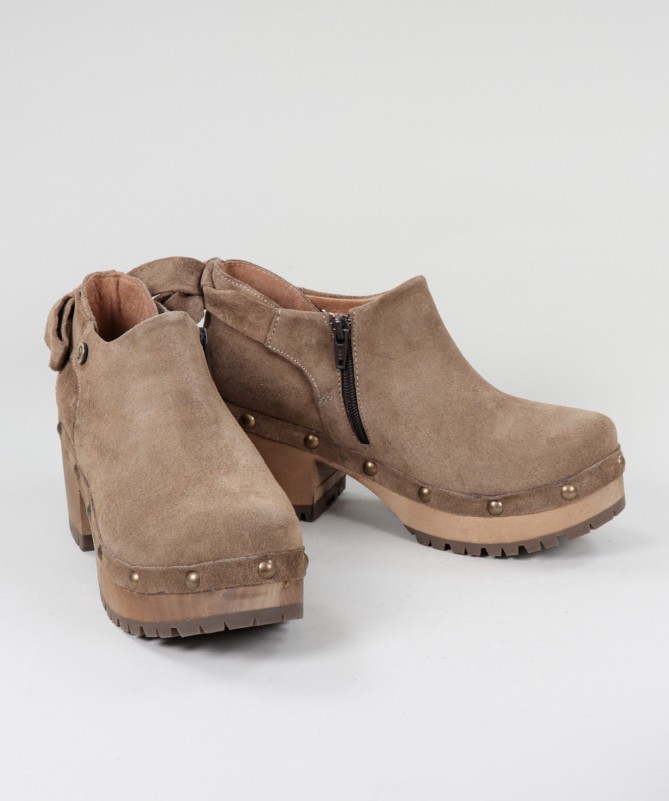 Botins Taupe de Senhora Ginova com Laço Atrás