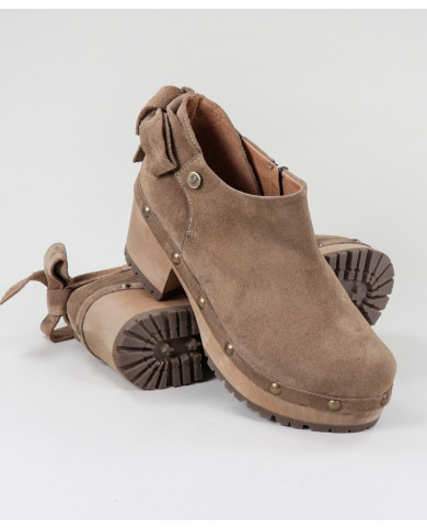 Botins Taupe de Senhora Ginova com Laço Atrás
