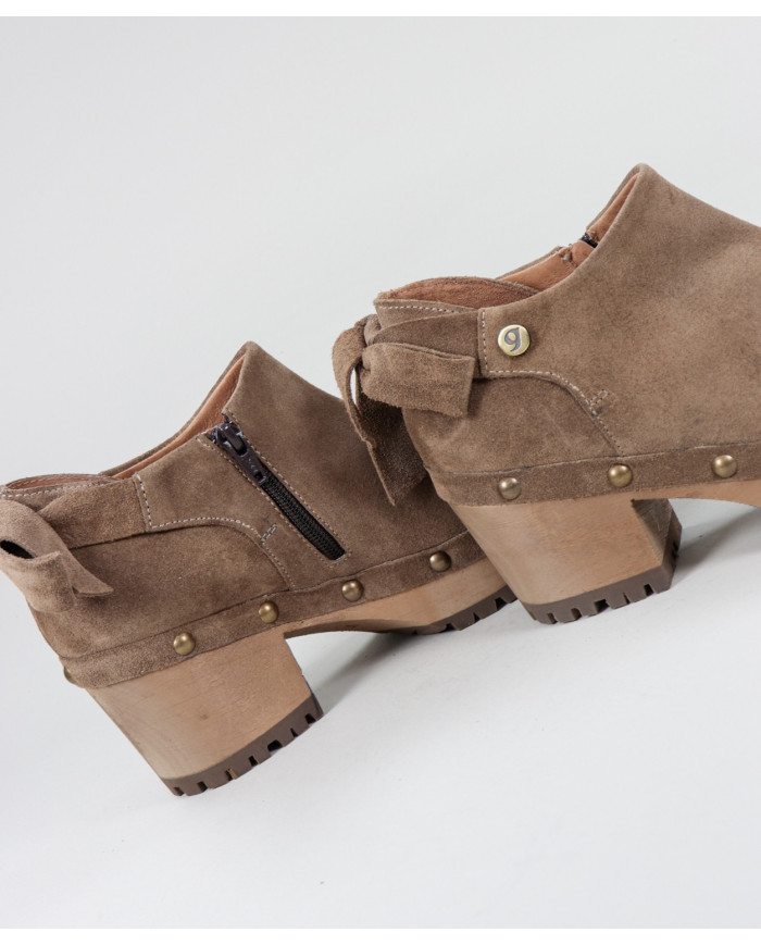 Taupe de Senhora Ginova Botins with Laço Back