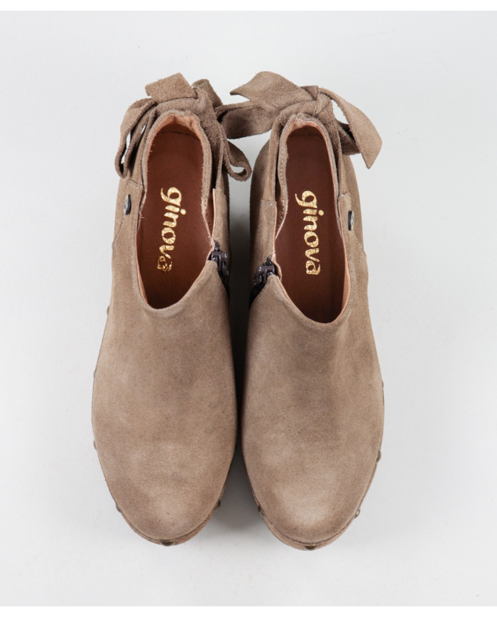 Taupe de Senhora Ginova Botins with Laço Back